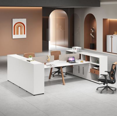 Modern Office Furniture 2 4 6 People Office Partitions Table Cubicle Workstation Desk With Large Storage Cabinet
