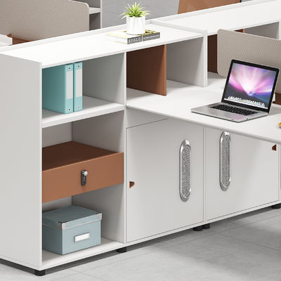 Modern Office Furniture 2 4 6 People Office Partitions Table Cubicle Workstation Desk With Large Storage Cabinet