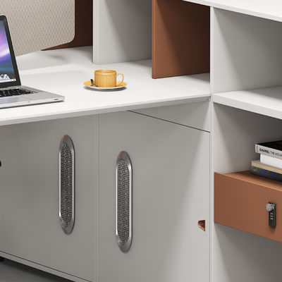Modern Office Furniture 2 4 6 People Office Partitions Table Cubicle Workstation Desk With Large Storage Cabinet