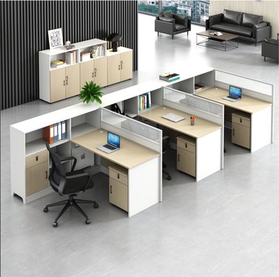Modern Simple Staff Screen Office Desk And Chair Combination 3 People Wooden Modular Cubicle Office Workstation Desk