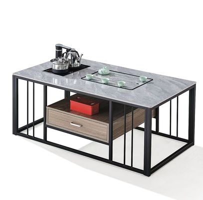 Modern Rectangular Stone  With Metal Frame Heat Resisting Kettle Office Furniture