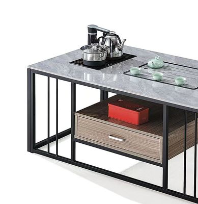 Modern Rectangular Stone  With Metal Frame Heat Resisting Kettle Office Furniture