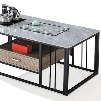 Modern Rectangular Stone  With Metal Frame Heat Resisting Kettle Office Furniture