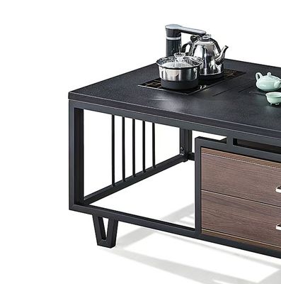 Modern Rectangular Black Rock Slab Top With Metal Frame Office Furniture Office Tea Coffee Table