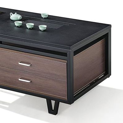 Modern Rectangular Black Rock Slab Top With Metal Frame Office Furniture Office Tea Coffee Table