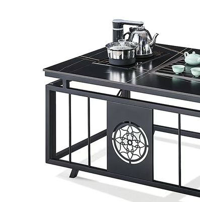 Modern Office Tea Table Kettle Stone Metal Frame Rectangular Heat-Resisting Coffee Table