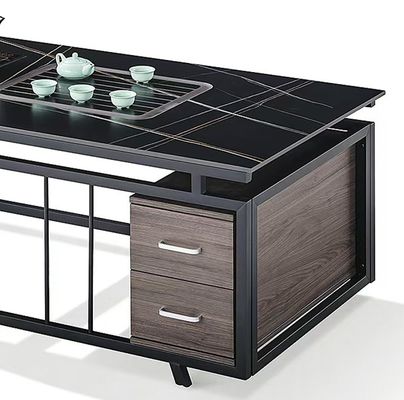 Modern Office Tea Table Kettle Stone Metal Frame Rectangular Heat-Resisting Coffee Table