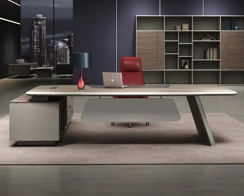 Modern L Shape Ergonomic Office Desk Luxury High End Executive Office Desk And Chair Ceo Boss Wooden Office Desk