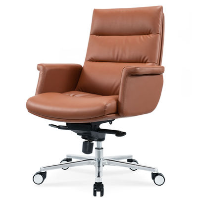 Ergonomic Office Chair Flexible Chrome Wheel Convenient Swivel Leather PU Boss Manager Staff Chair Modern Revolving Massage
