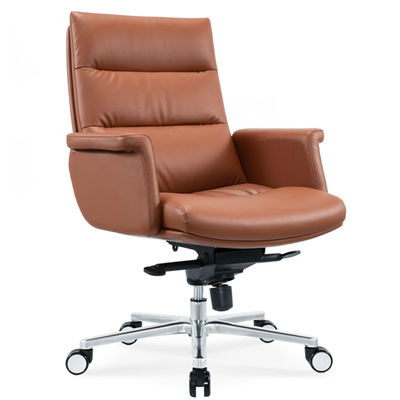 Ergonomic Office Chair Flexible Chrome Wheel Convenient Swivel Leather PU Boss Manager Staff Chair Modern Revolving Massage