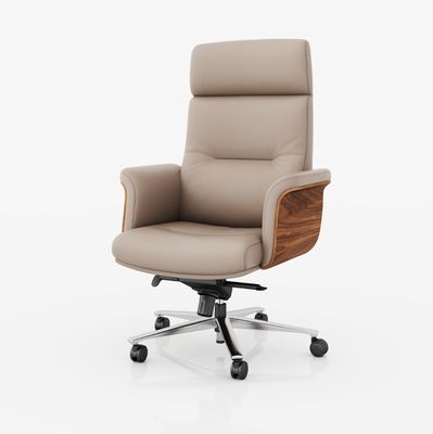 High Back Executive Office Chair Genuine Leather Adjustable Headrest Hot Sale Market Metal Swivel Chair