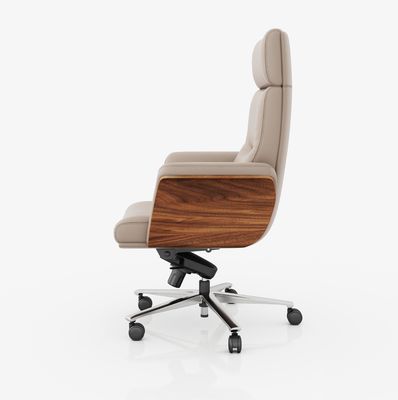 High Back Executive Office Chair Genuine Leather Adjustable Headrest Hot Sale Market Metal Swivel Chair