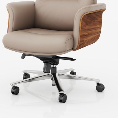 High Back Executive Office Chair Genuine Leather Adjustable Headrest Hot Sale Market Metal Swivel Chair