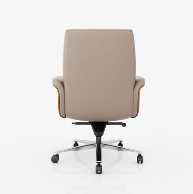 Mid Back Executive Office Chair Genuine Leather Adjustable Headrest Hot Sale Market Metal Swivel Chair