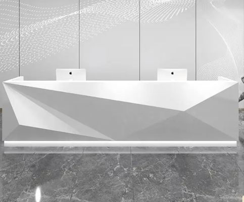 Fancy Led Front Counter Reception Desk White Beautiful Curved Large Customized Counter Office Furniture Contemporary Panel