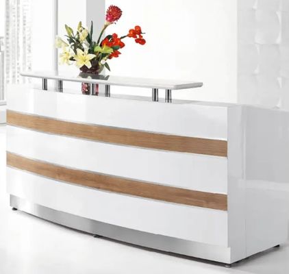 Hot Sale Custom Size Simple Large Design Hotel Front Desk White Reception Table Counter Desk Beauty Salon Modern