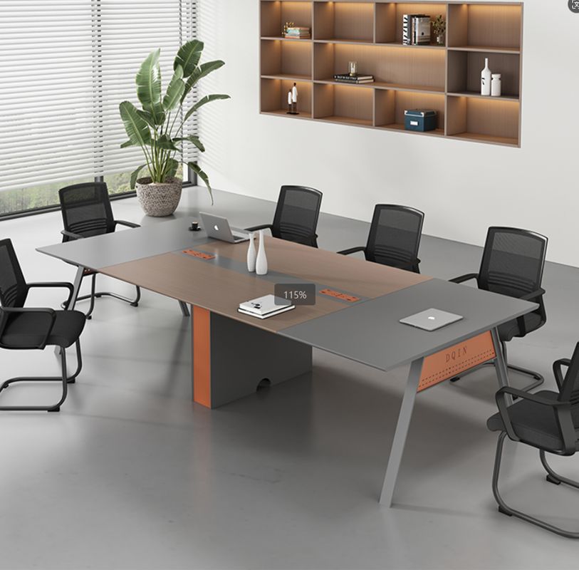 Modern Simple Rectangle Long Wood Metal Desk Meeting Table Negotiation Large Office Room Boardroom Conference Table
