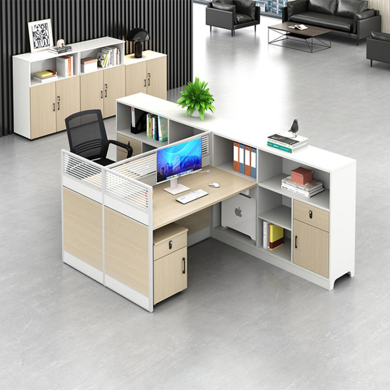Modern Simple Staff Screen Office Desk And Chair Combination 2 People Wooden Modular Cubicle Office Workstation Desk