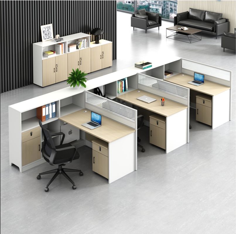 Modern Simple Staff Screen Office Desk And Chair Combination 3 People Wooden Modular Cubicle Office Workstation Desk