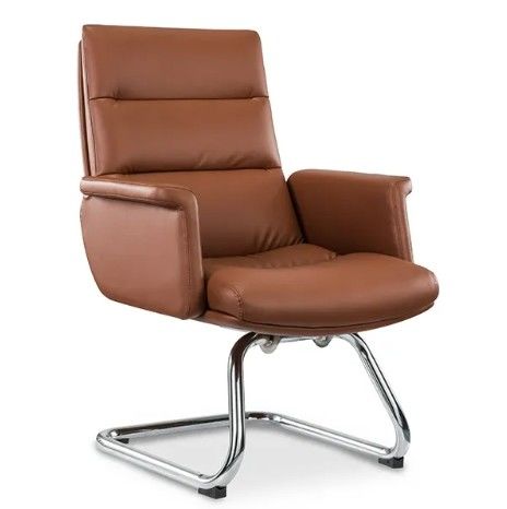 Ergonomic Office Chair Flexible Chrome Wheel Convenient Pu Leather Swivel Boss Manager Staff Modern Revolving Chair ﻿