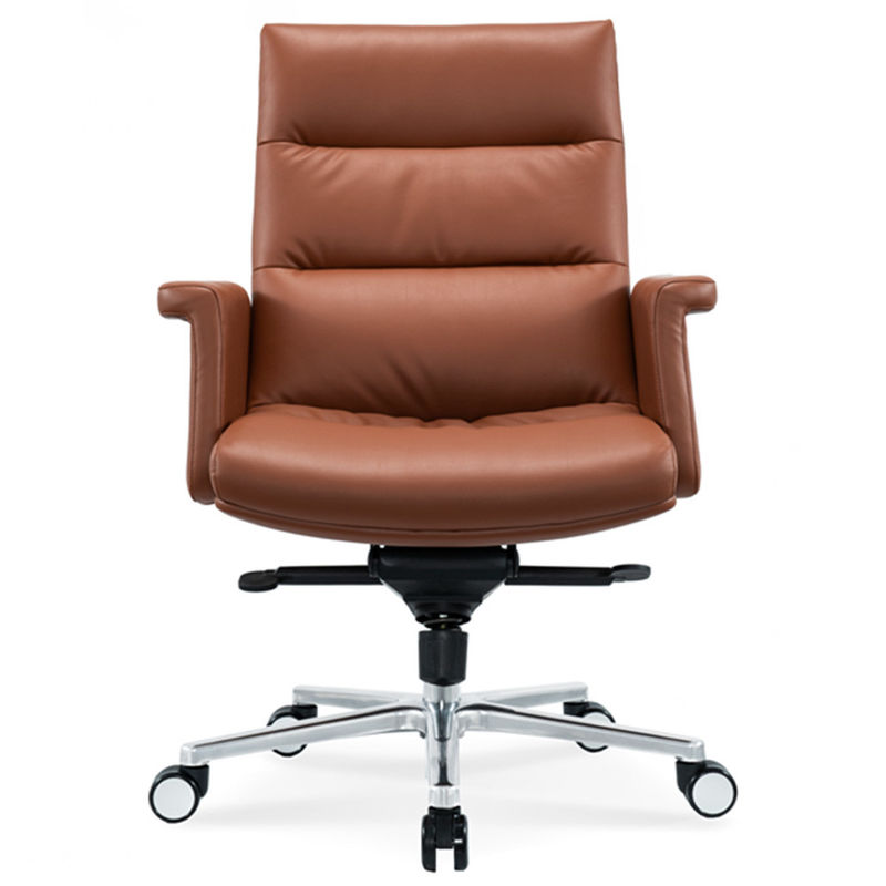 Ergonomic Office Chair Flexible Chrome Wheel Convenient Swivel Leather PU Boss Manager Staff Chair Modern Revolving Massage