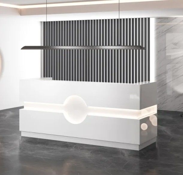 Modern luxury style LED reception desk, customized office reception furniture, multi person reception desk
