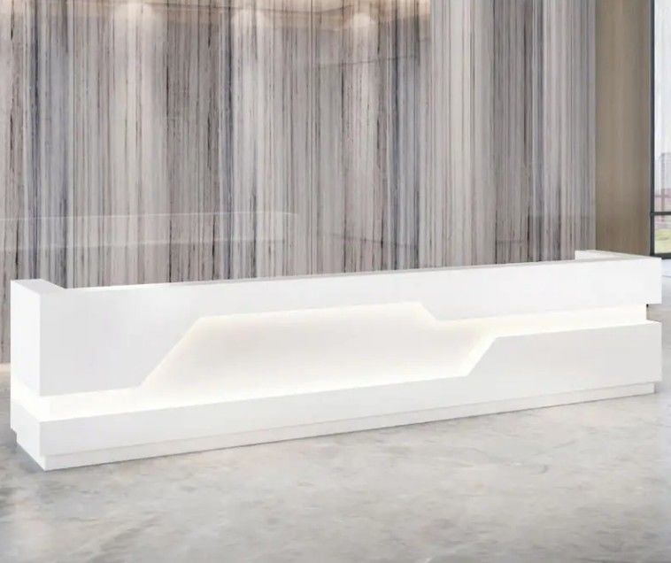 Modern Custom office furniture new design standing desk led front desk white reception counter