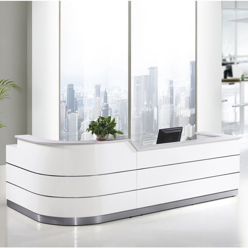 Luxury White Front Desk Counter Reception Desk Modern Solid Surface Office Furniture Reception Desks