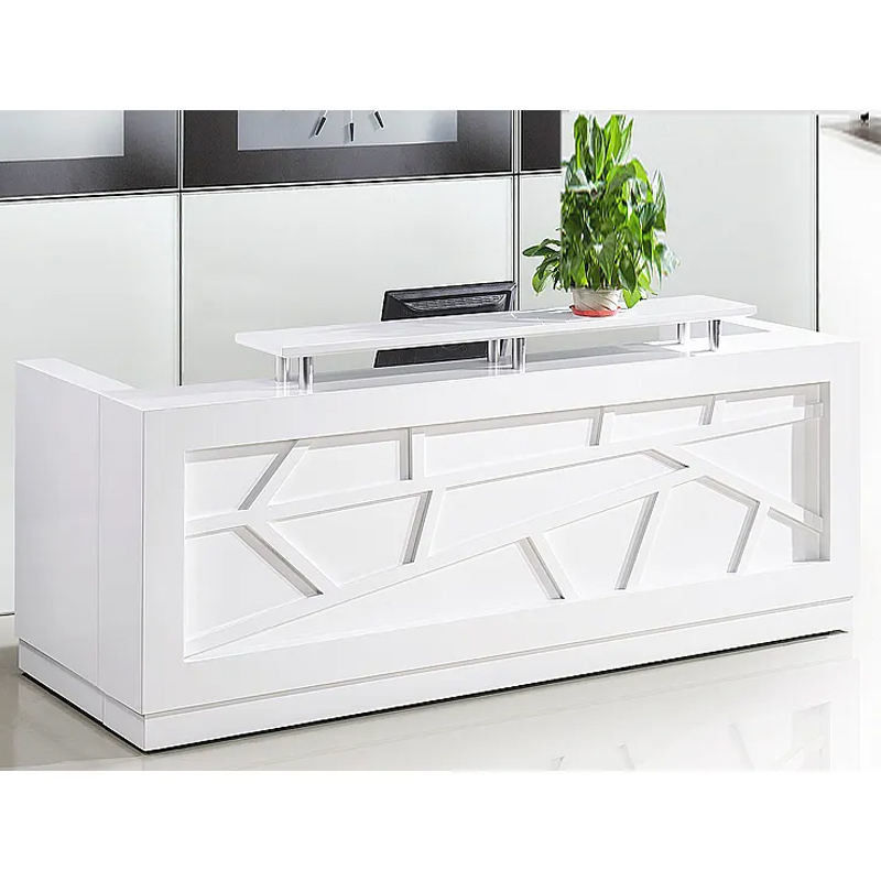 Wholesale Luxury Design Beauty Salon Wood White Modern Office Furniture Counter L Shape Reception Desk
