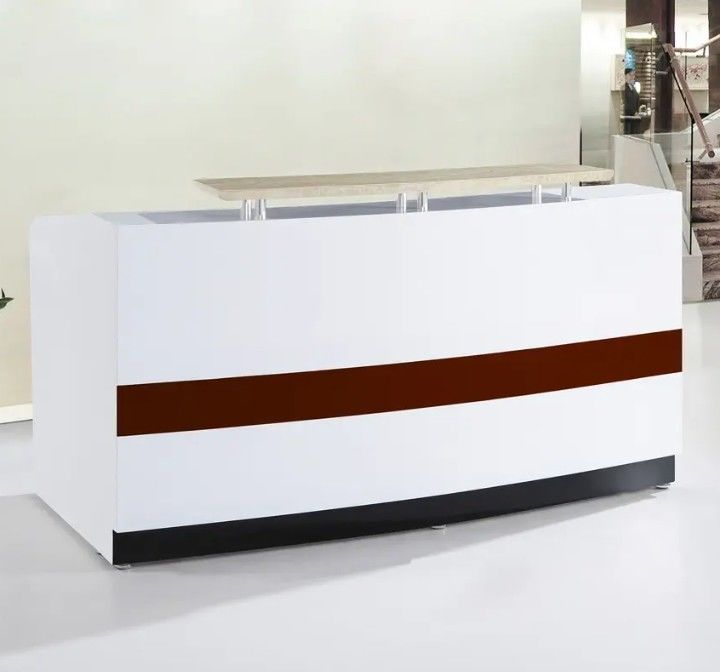 Hot Sale Custom Size Simple Large Design Hotel Front Desk White Reception Table Counter Desk Beauty Salon Modern
