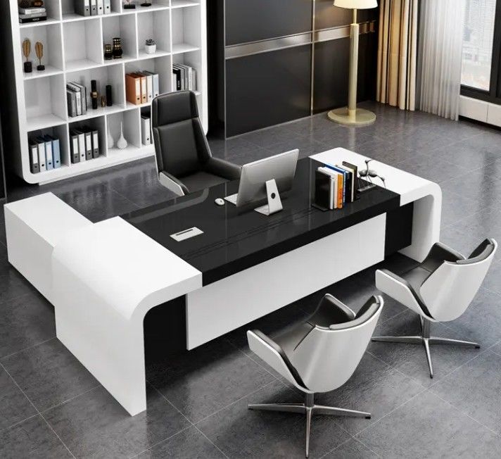 Modern L Shape Boss Table High Tech Office Computer Desk Executive Office Workstation Simple Design